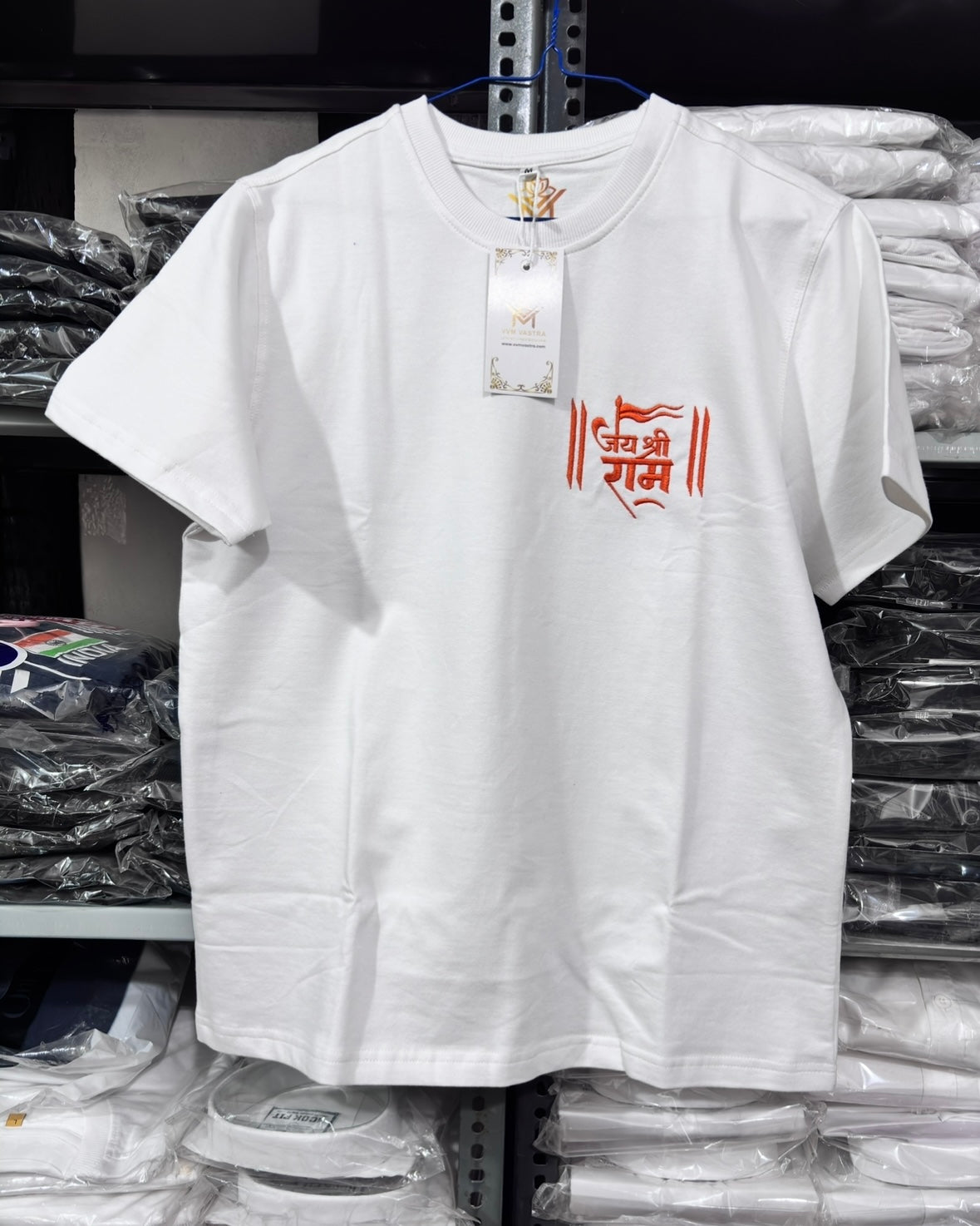 Jai Shree Ram Embroidered T-Shirt | Premium Cotton | VVM Vastra