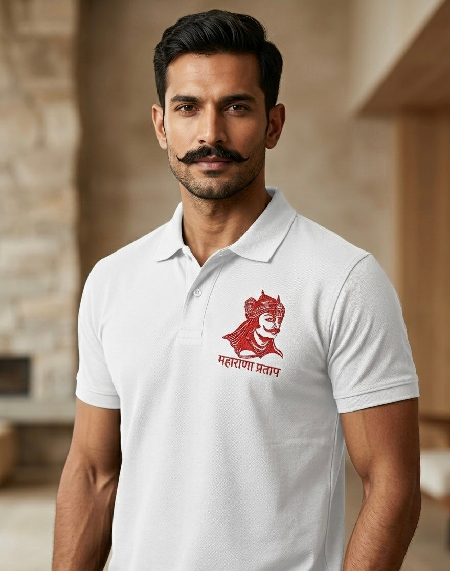 VVM Vastra Premium Cotton Rajputana Heritage Polo – Maharana Pratap Embroidered Luxury Streetwear
