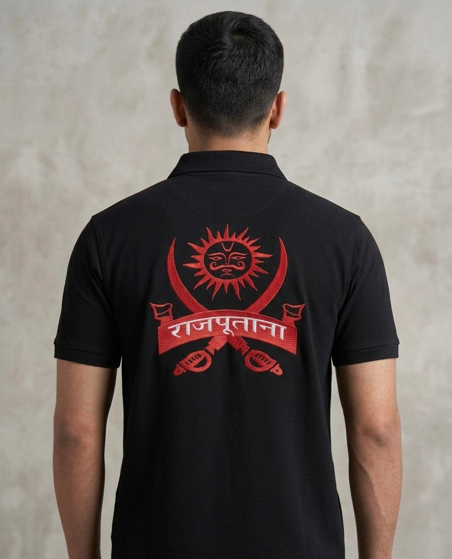VVM Vastra Premium Cotton Rajputana Heritage Polo – Maharana Pratap Embroidered Luxury Streetwear