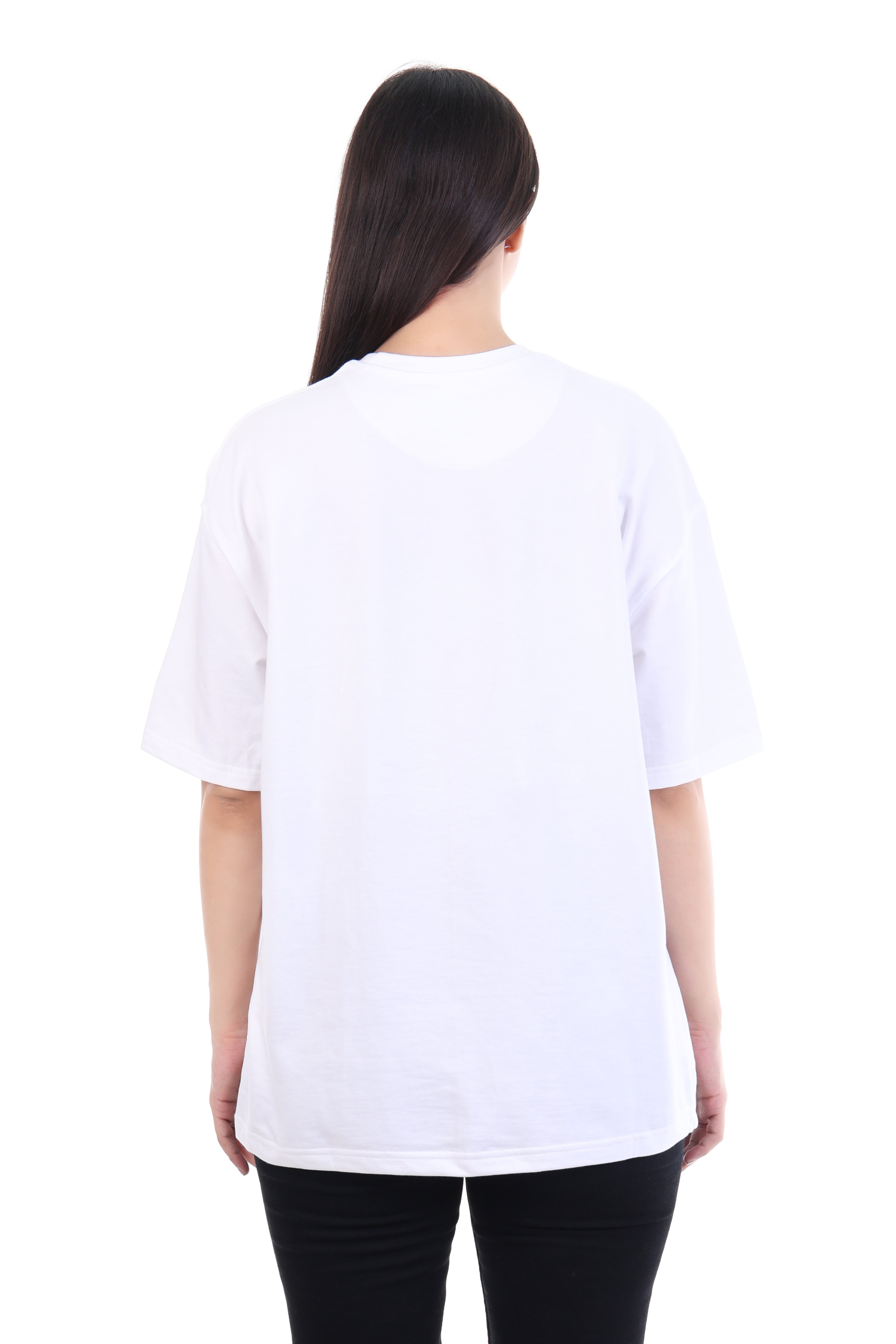 Gentle Heart – White Bunny Embroidered T-Shirt for Women