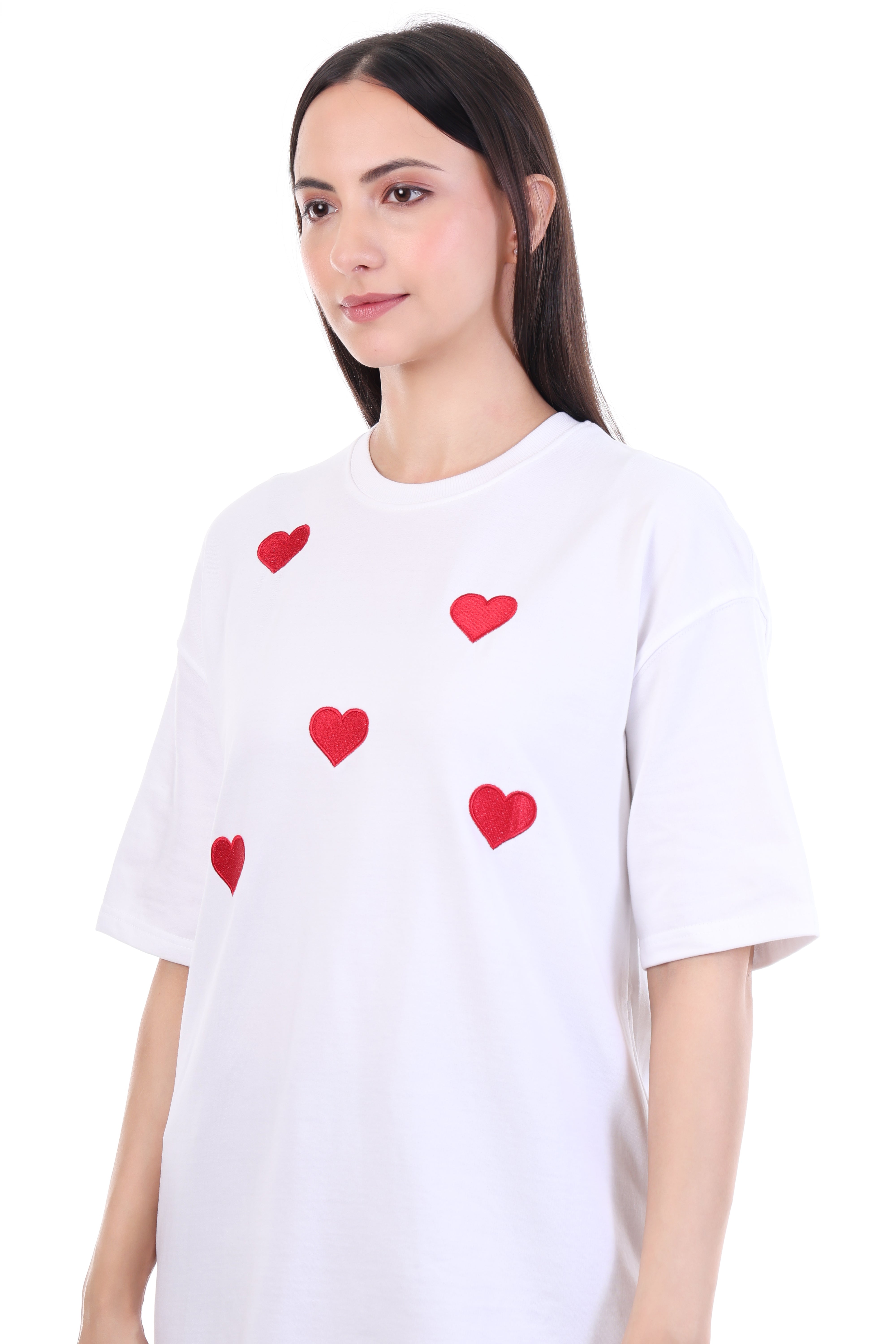 Gentle Heart â White Bunny Embroidered T-Shirt for Women