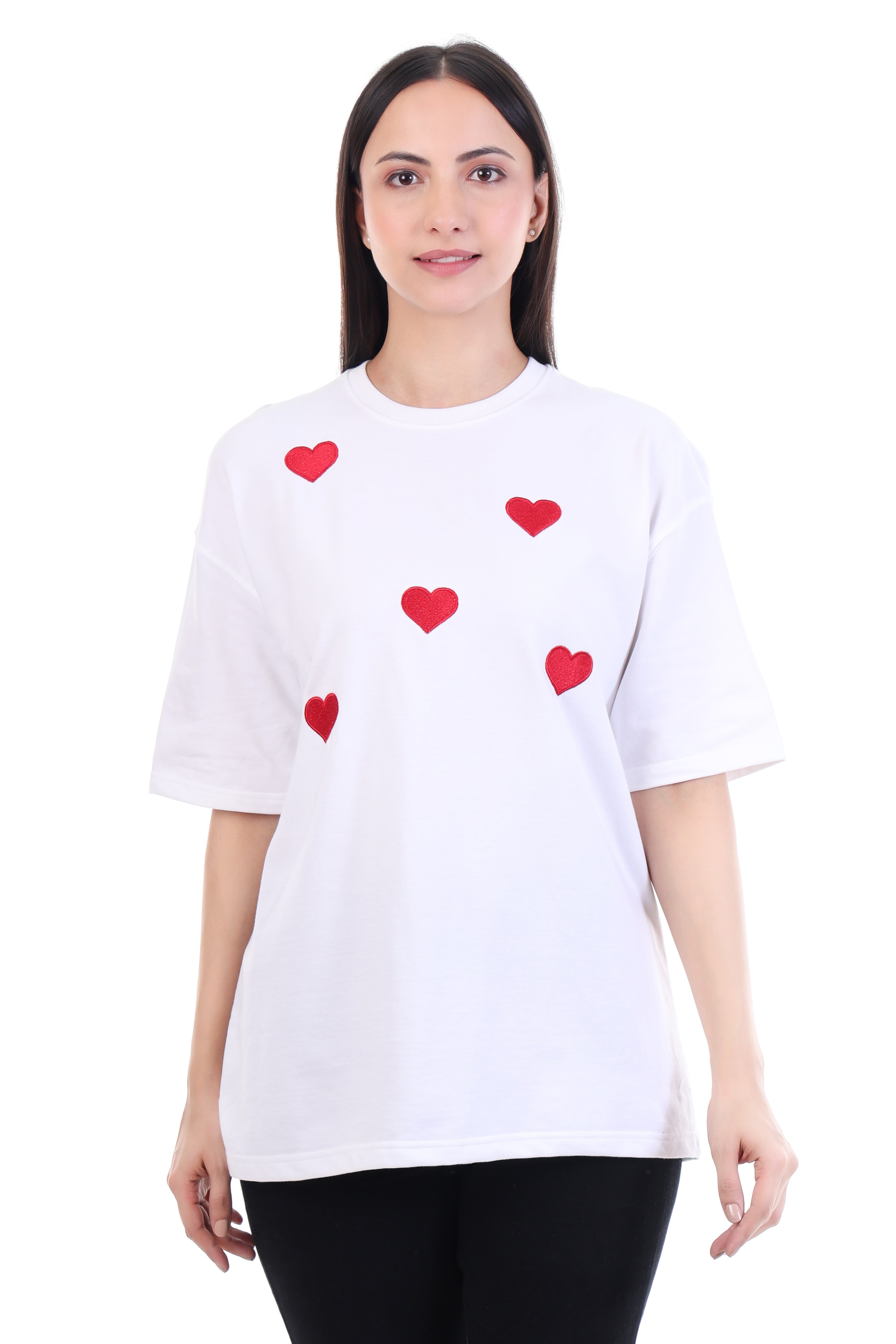 Gentle Heart â White Bunny Embroidered T-Shirt for Women
