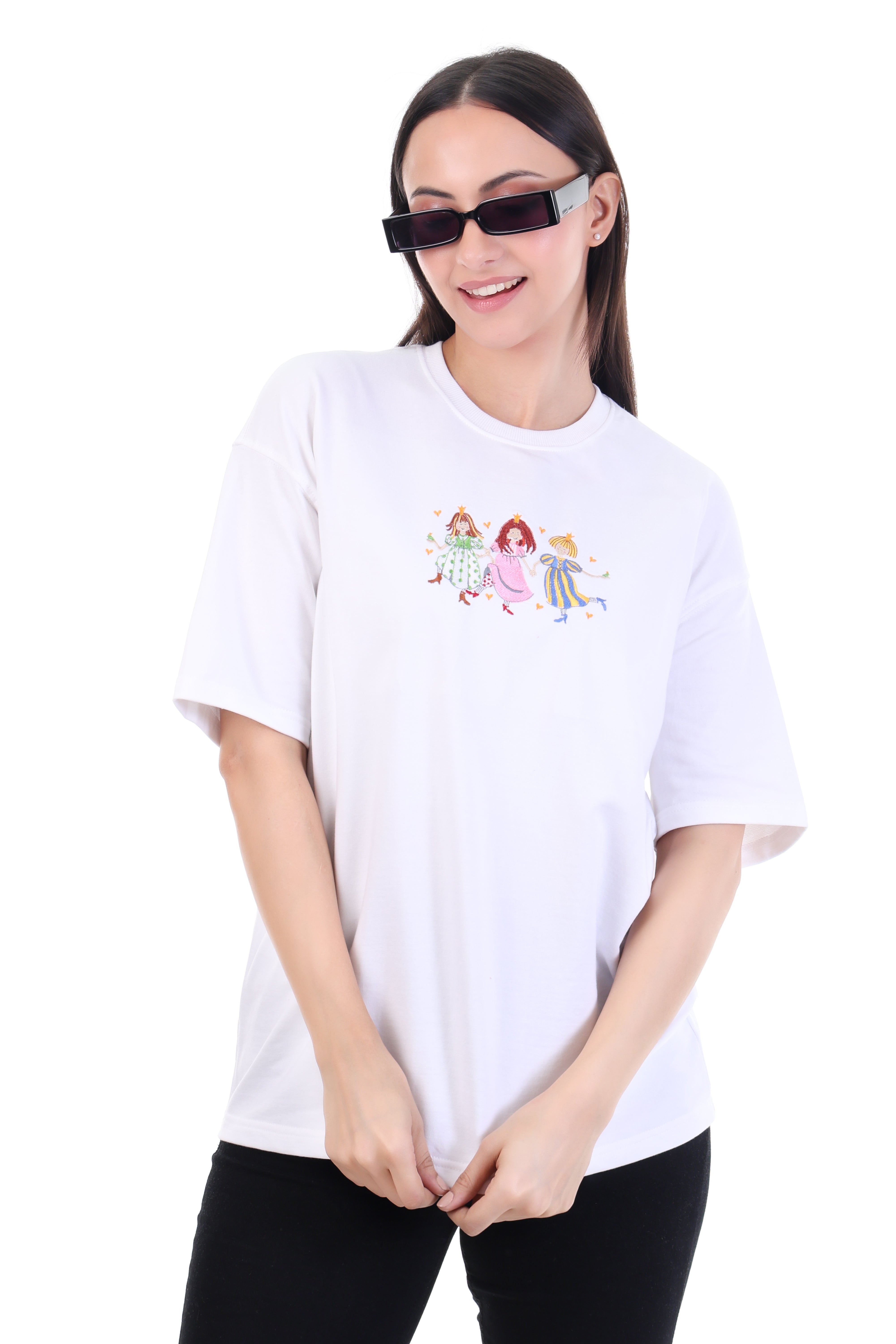 Endless Royalties â White Embroidered T-Shirt for Women | VVM Vastra