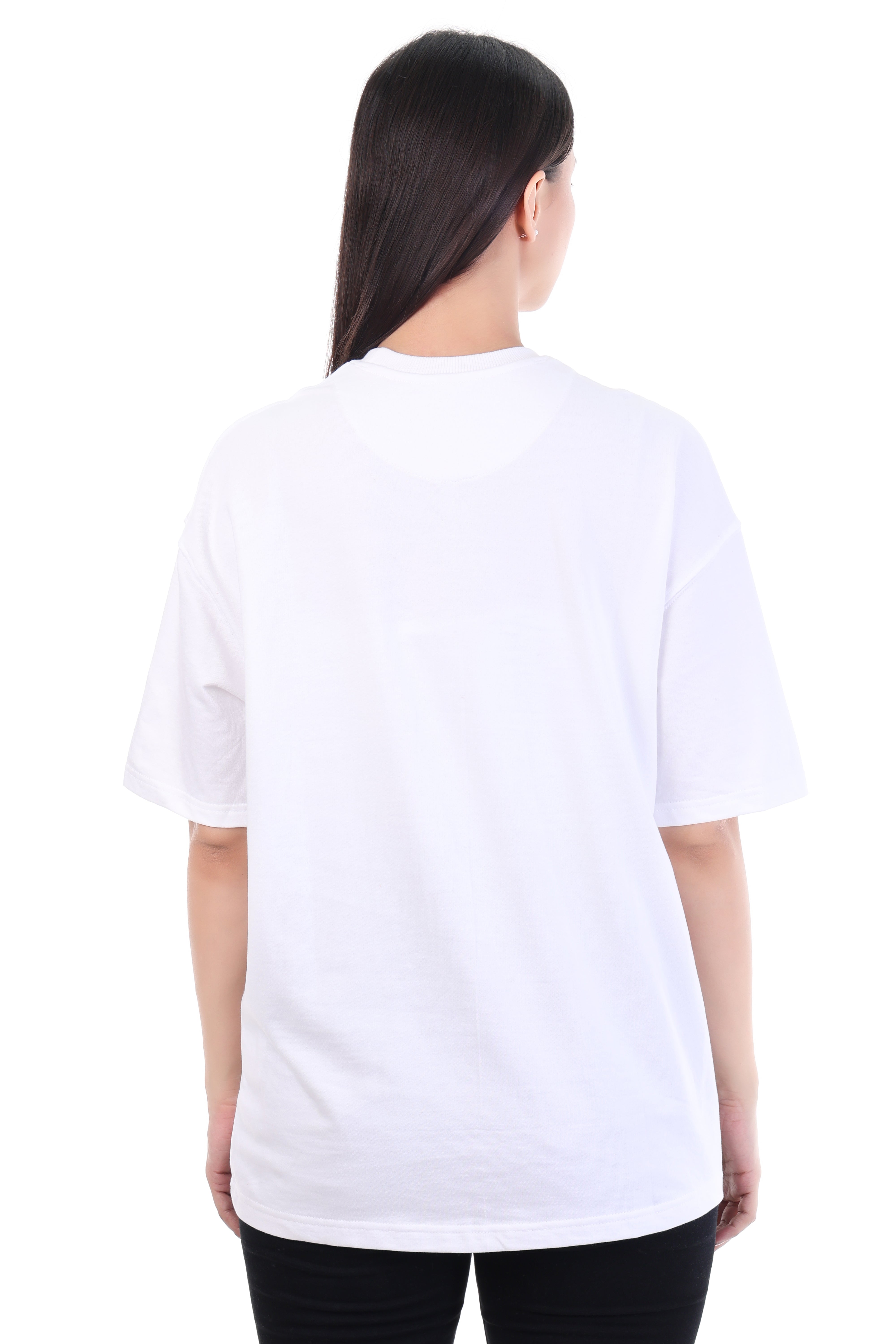 Whimsical Leap â White Embroidered Rabbit T-Shirt for Women | VVM Vastra