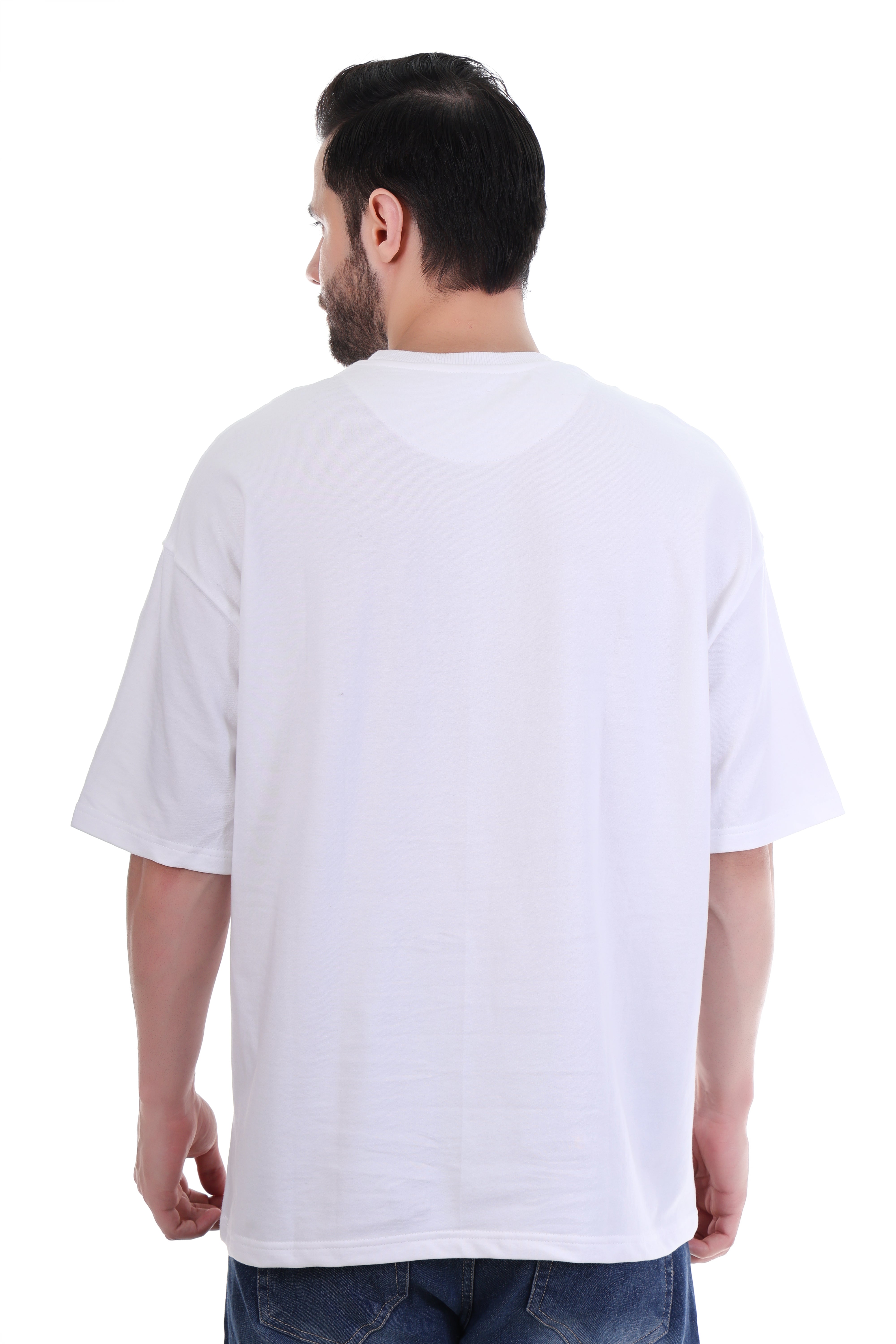 Men’s Oversized White Surf Embroidered T-Shirt | Pure Cotton Streetwear India