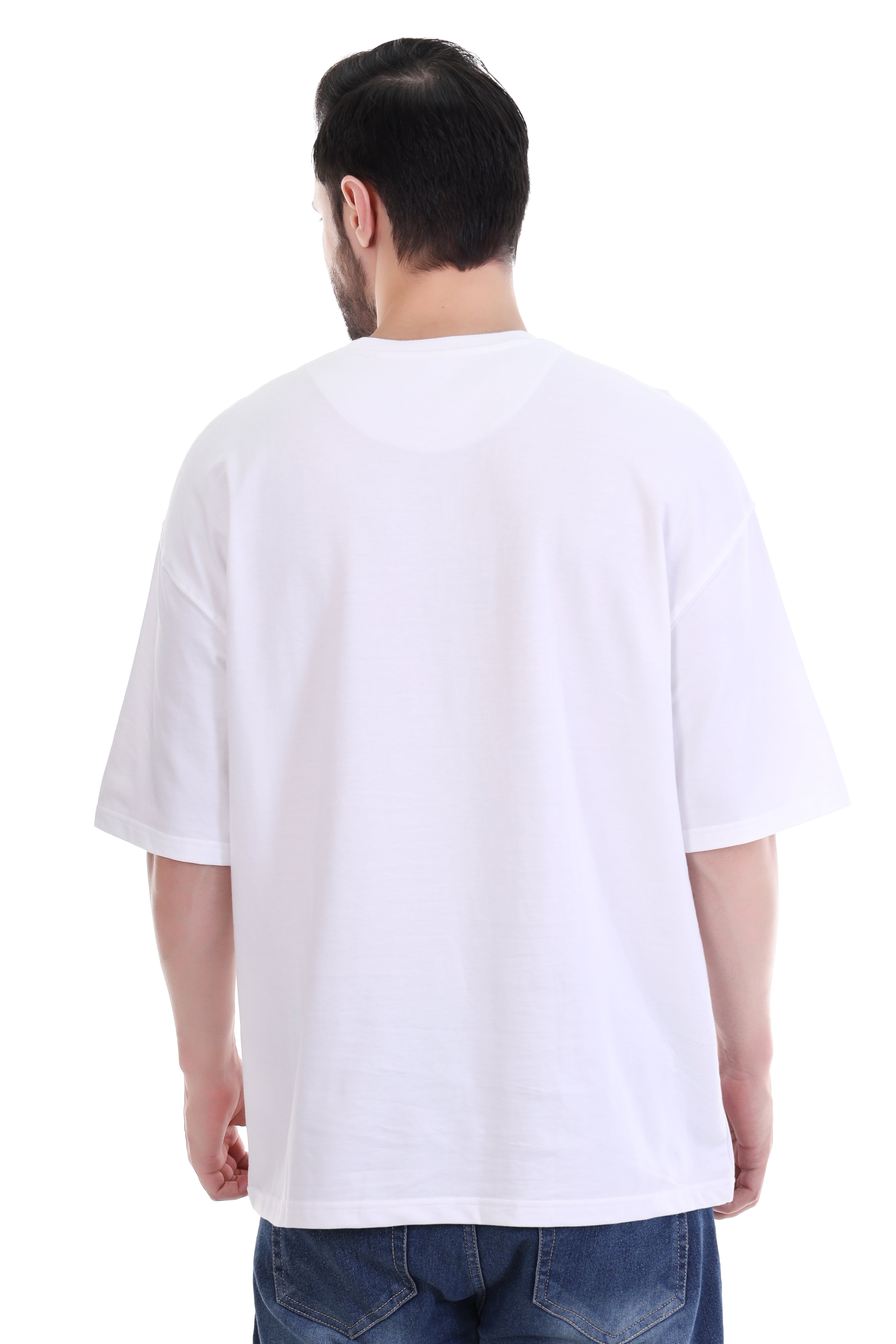 Men’s Oversized White T-Shirt with Lion Embroidery – Pure Cotton | Bold Streetwear India