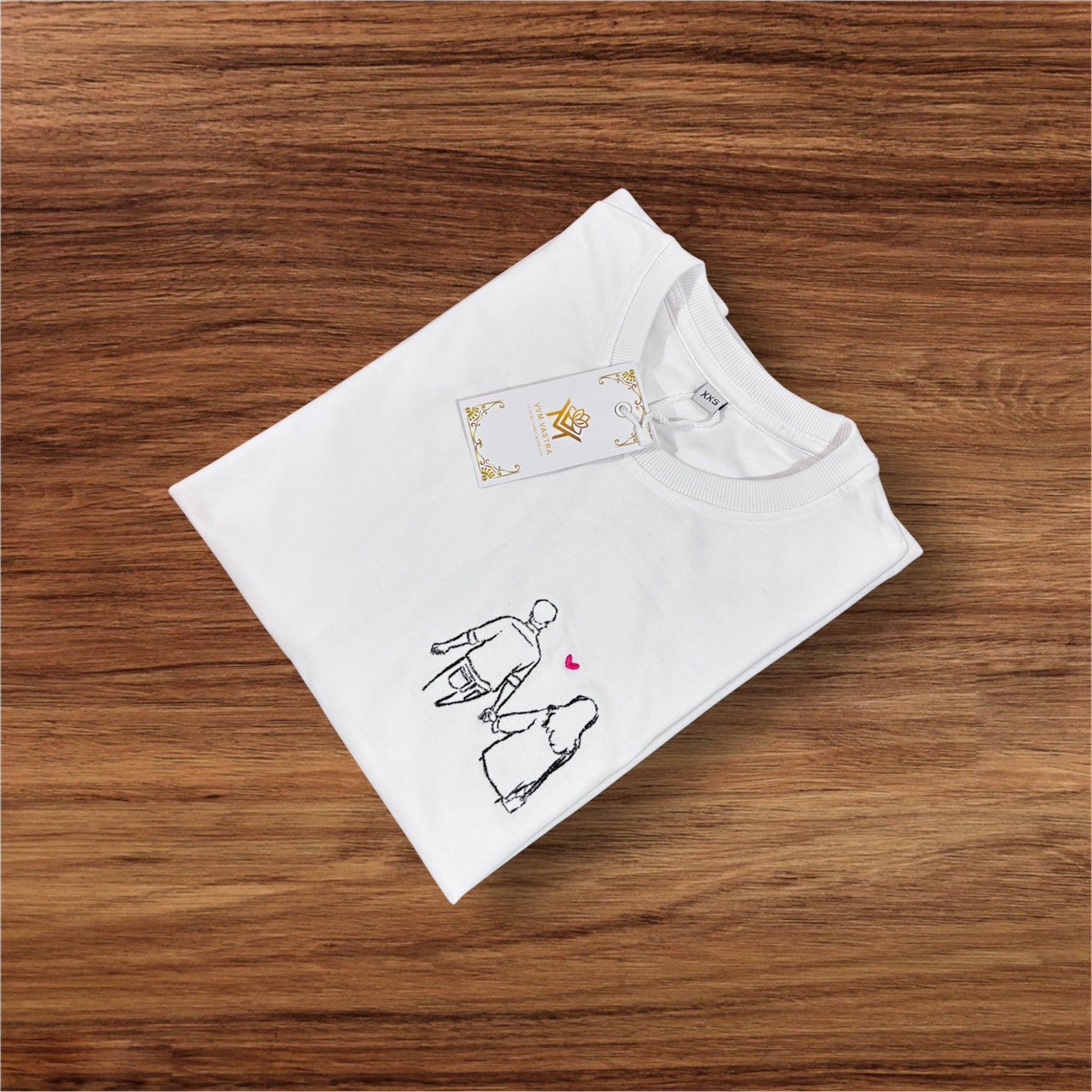 Oversized Couple Embroidery T-Shirt – Pure Cotton | Romantic Couple Tees