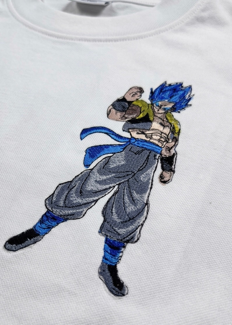 Goku Anime Embroidery White Oversized T-Shirt | VVM Vastra