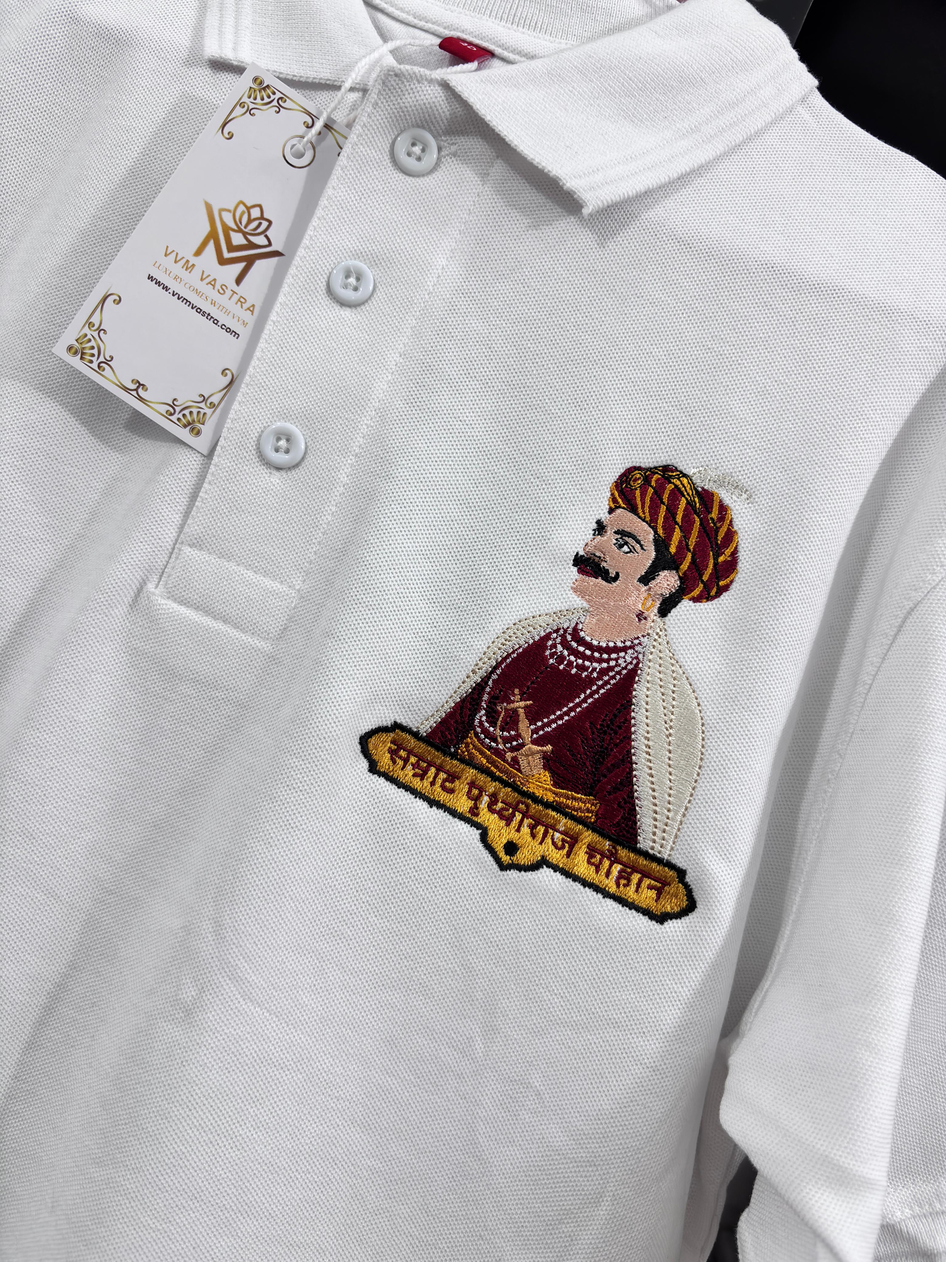 Samrat Prithviraj Chauhan Embroidered Premium Polo T-Shirt - Luxury Heritage Collection by VVM Vastra