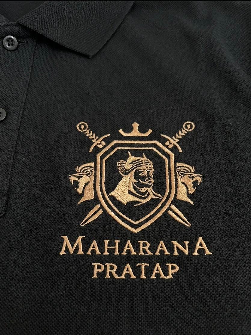VVM Vastra Maharana Pratap Premium Cotton T-Shirt - Rajputana Pride Embroidery | Heavy Cotton Graphic Tee for Men