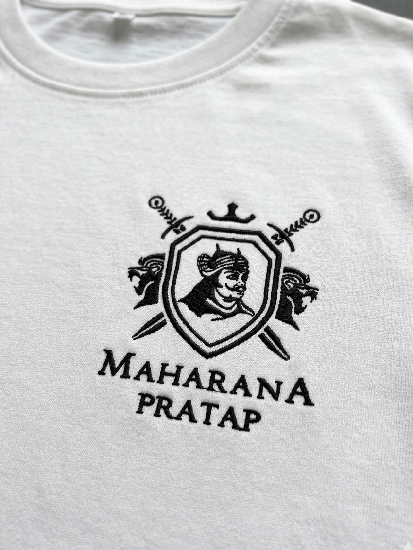 VVM Vastra Maharana Pratap Premium Cotton T-Shirt - Rajputana Pride Embroidery | Heavy Cotton Graphic Tee for Men