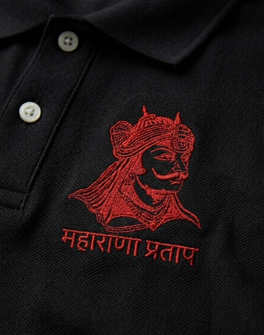 VVM Vastra Premium Cotton Rajputana Heritage Polo – Maharana Pratap Embroidered Luxury Streetwear