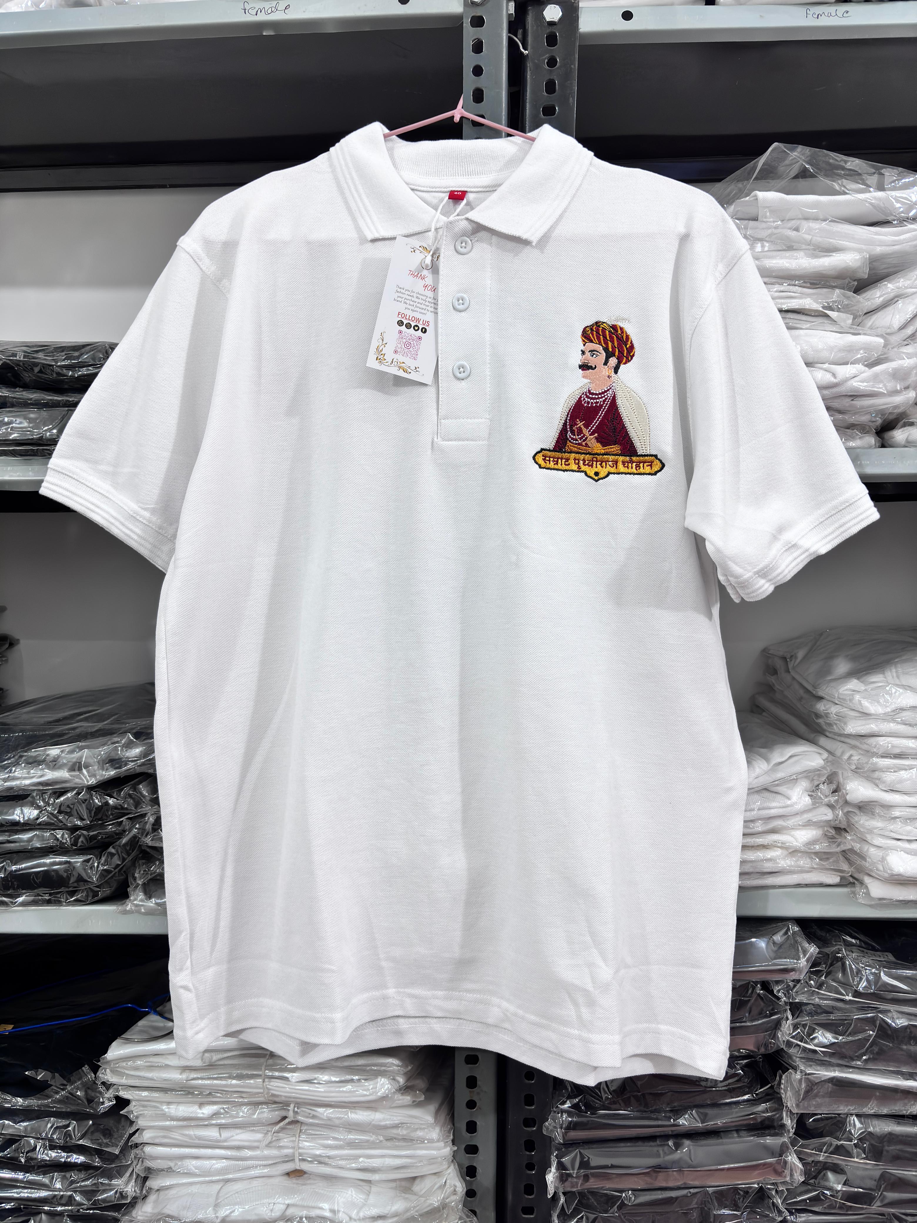 Samrat Prithviraj Chauhan Embroidered Premium Polo T-Shirt - Luxury Heritage Collection by VVM Vastra