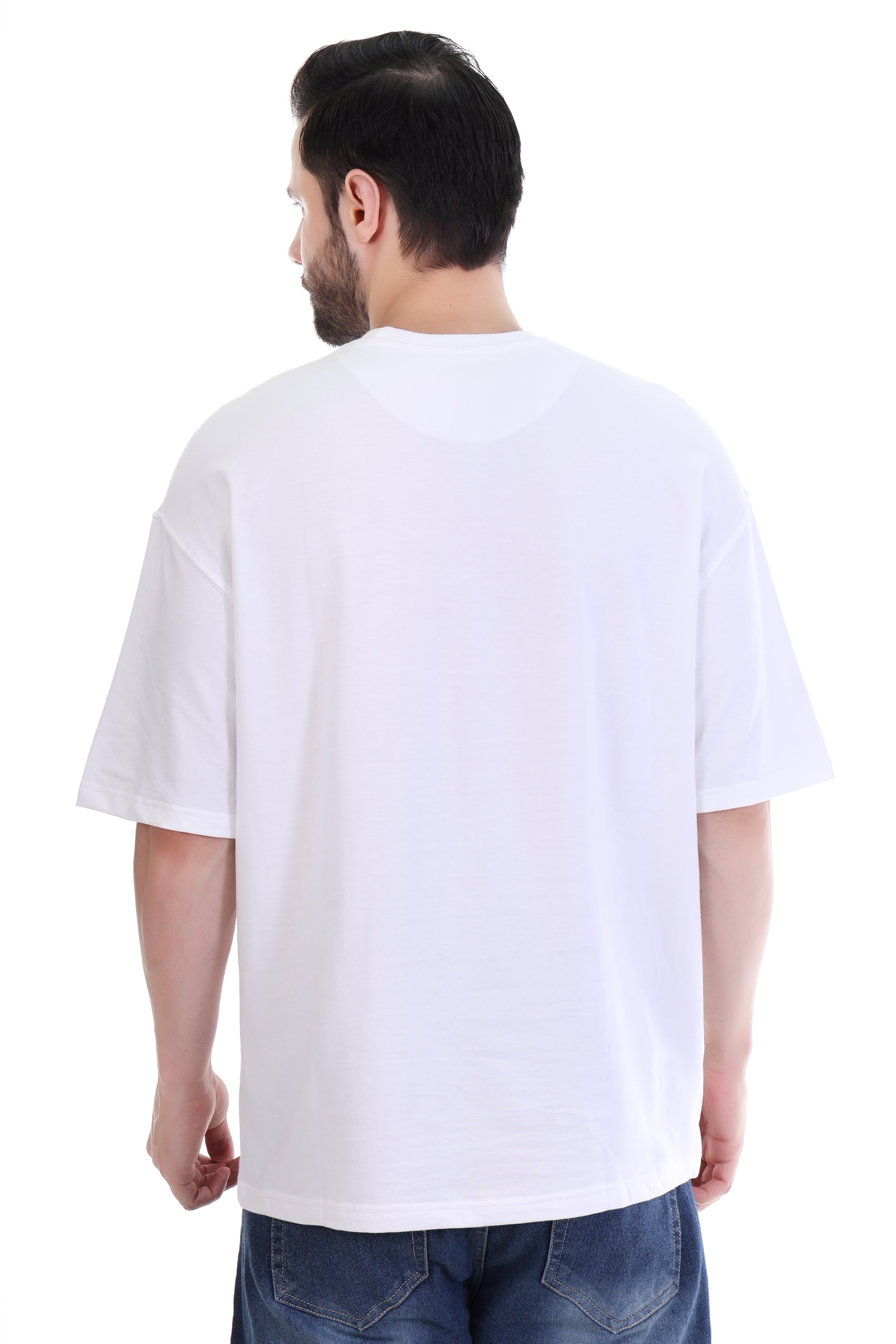 Men’s Oversized White Cyclist Embroidered T-Shirt – 100% Cotton Rider Edition