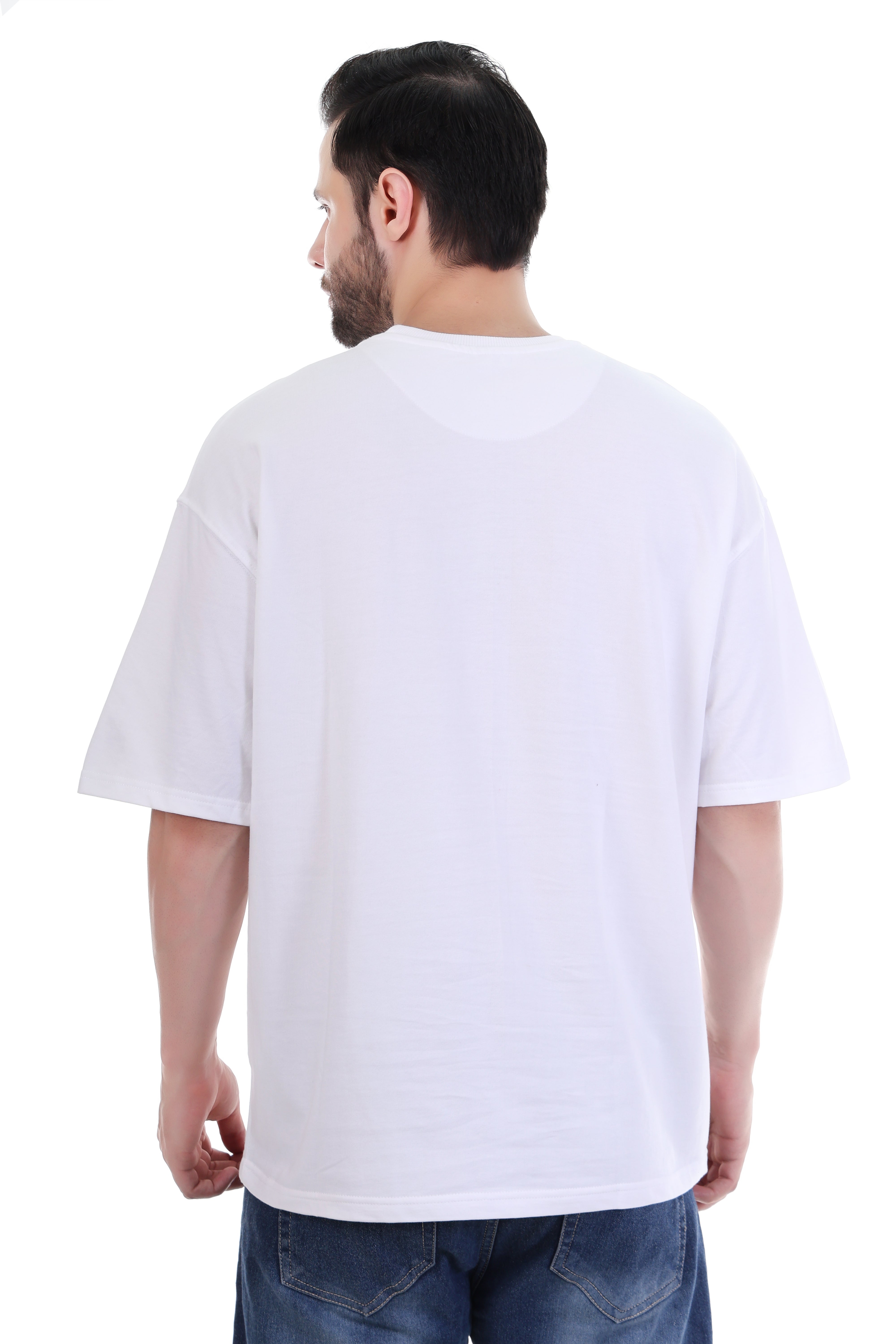 Men’s Oversized White Devil Embroidered T-Shirt – 100% Cotton Rebel Edition