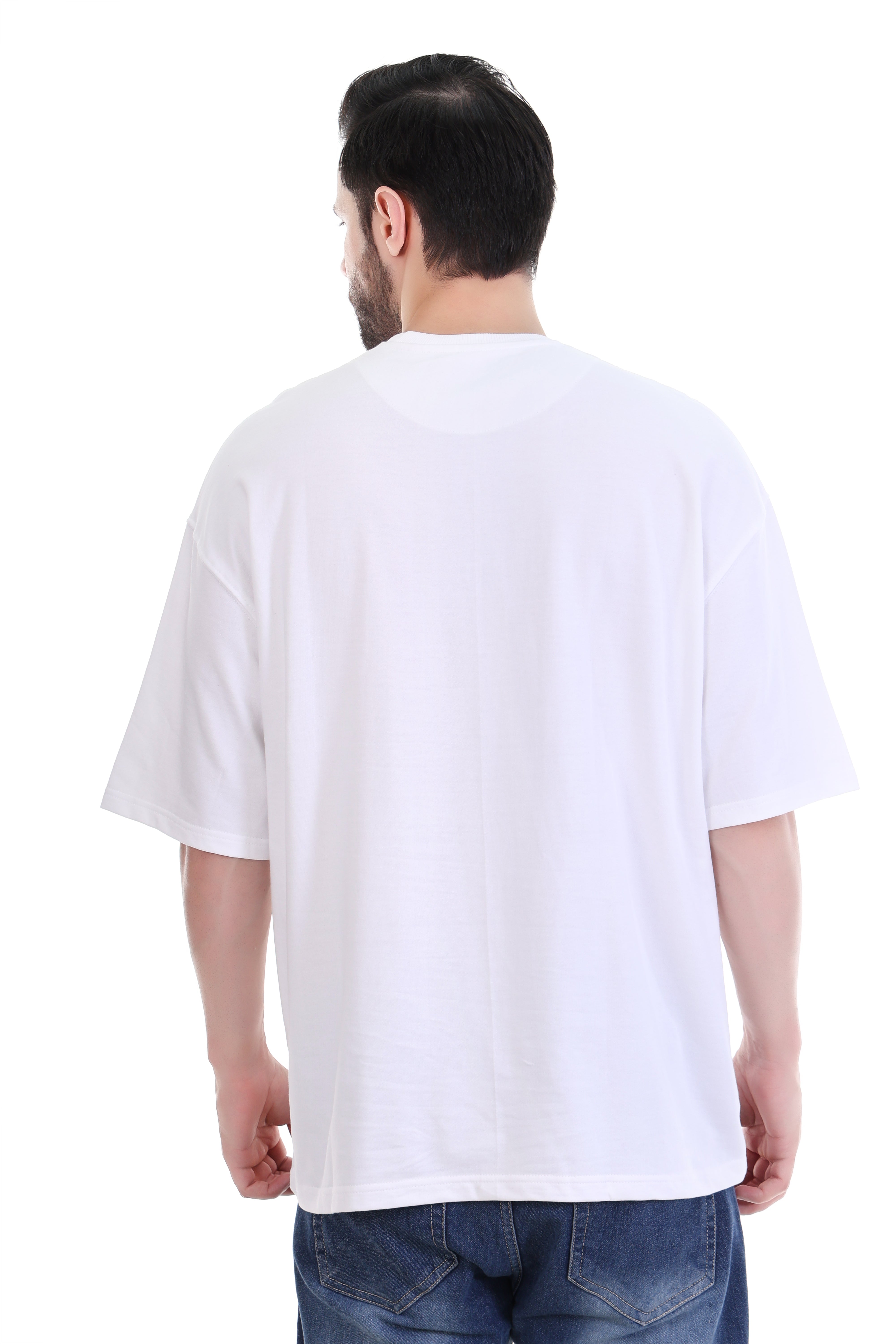 Men’s Oversized White Pirate Ship Embroidered T-Shirt | 100% Cotton Streetwear India